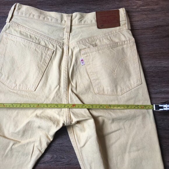 Levi's501 Vintage Jeans Cotton100 Yellow W27L26 Cropped Straight Leg MushroomTag - Picture 14 of 15